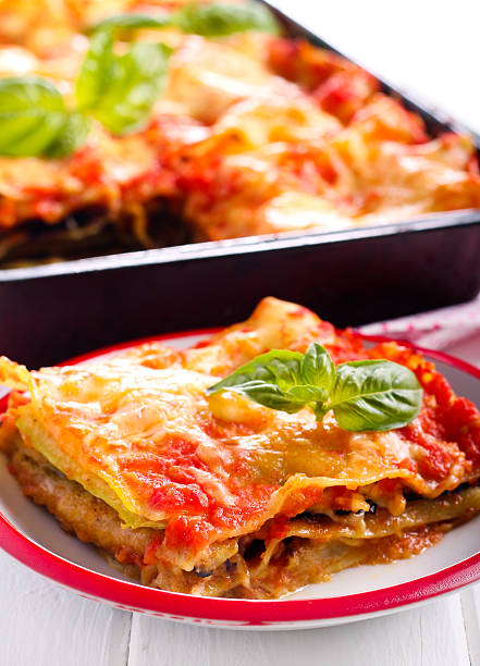 istock Aubergine and zucchini lasagna slice 543977332