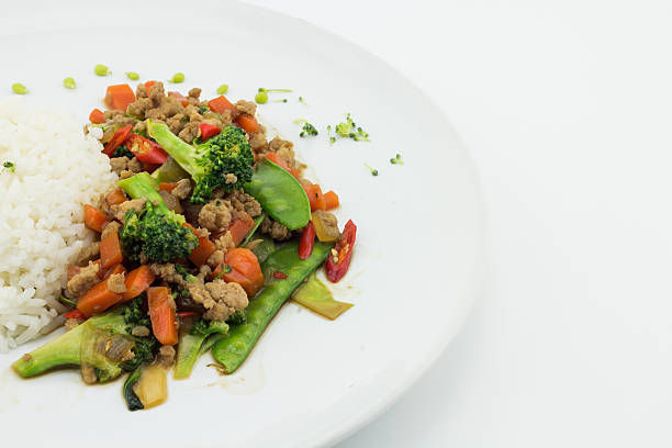 istock Rice topped fried pork with block Kerry and  carrots 543977406