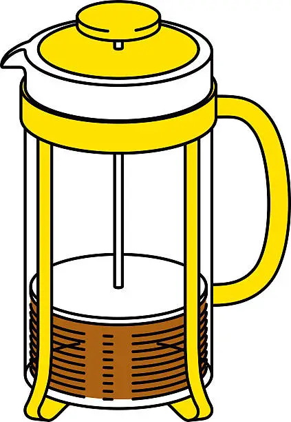 Vector illustration of Glass French Press Pot with Coffee or Tea