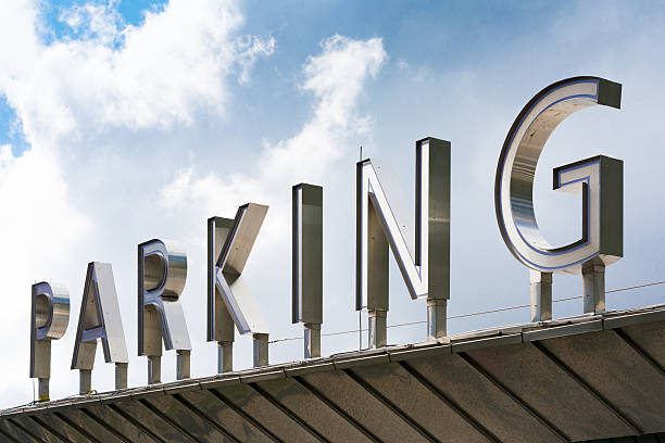 istock Steel word Parking on metal roof 543984518