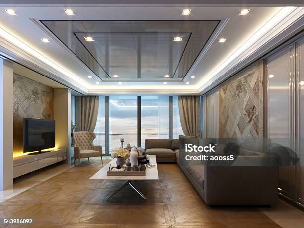 Living Room Stock Photo - Download Image Now - Architectural Cornice, Luxury, Architecture