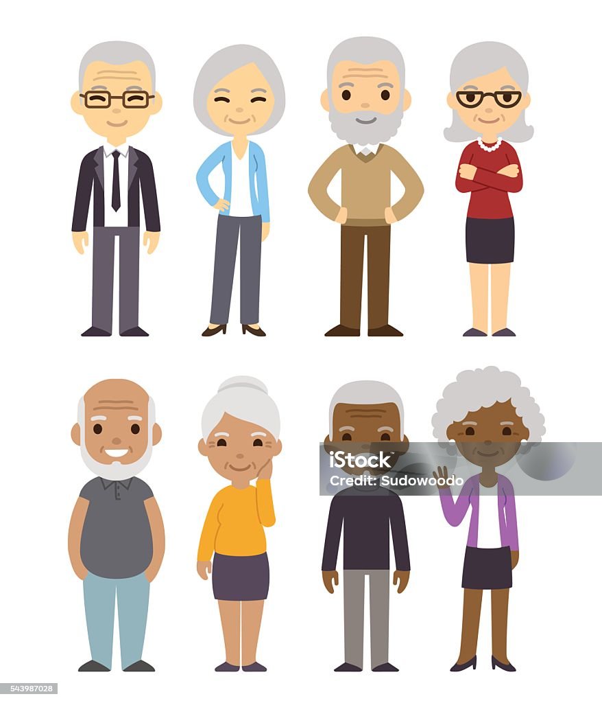 Cartoon Old People Set Stock Illustration - Download Image Now - Senior  Adult, Cartoon, Multiracial Group - iStock