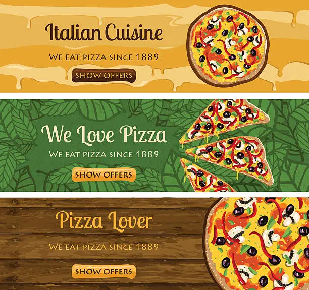 Vector illustration of Pizza banners set