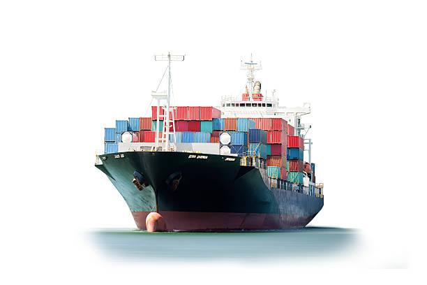 istock Container Cargo ship in the ocean isolated on white background 543988494