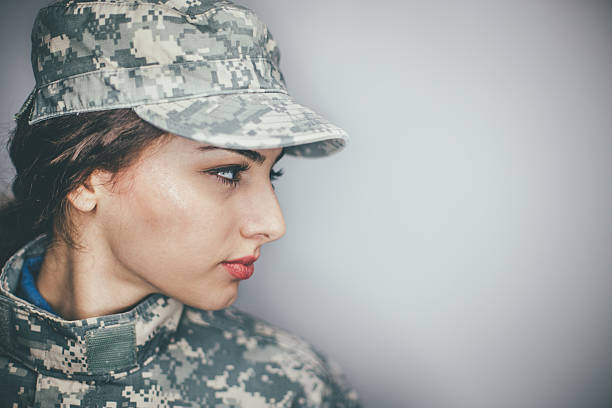 istock Military woman profile 543988576