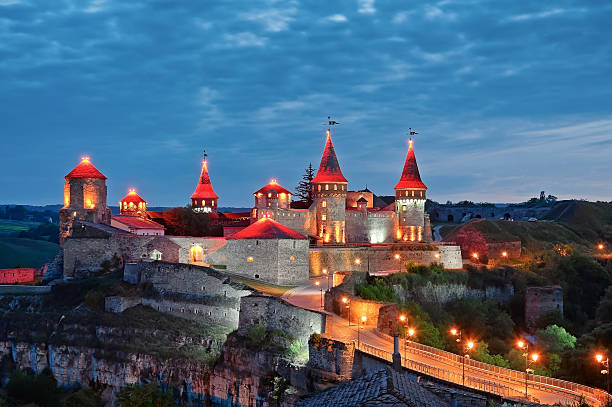 istock Kamianets-Podilskyi Castle at night 543990658