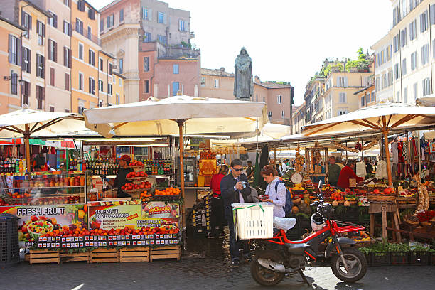 Campo de Fiori Market in Rome Italy stock photo