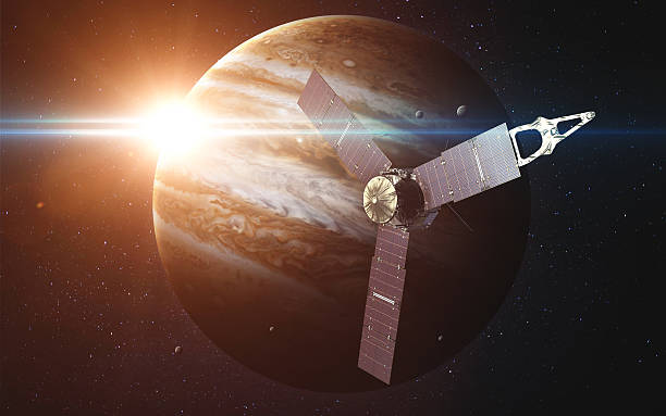 istock Juno sattelite orbiting Jupiter. Elements of this image furnished by 543993066