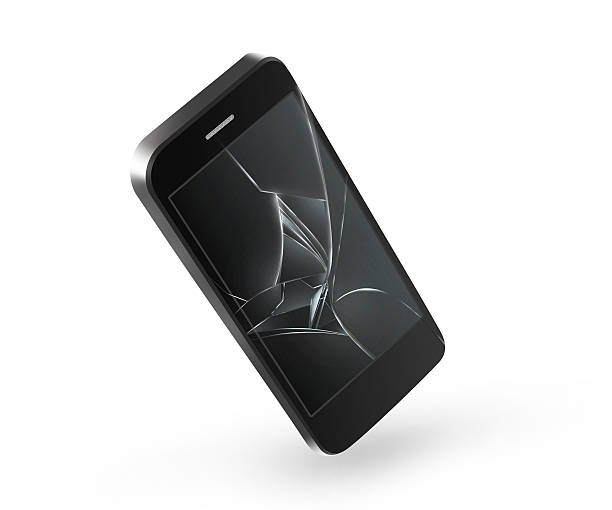 istock Broken mobile phone screen isolated. Smartphone monitor damage 543993868