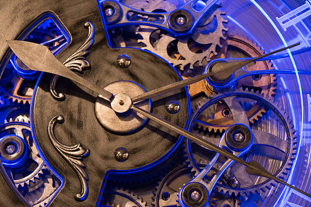 istock close up view gear of old bronze clock 543997426