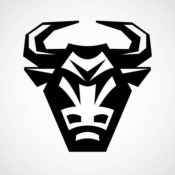 wektor byka głowy - taurus bull minotaur cow stock illustrations