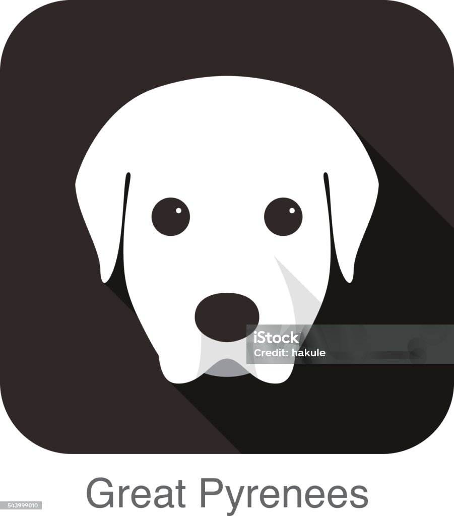 great pyrenees face flat icon, dog series Animal Head stock vector