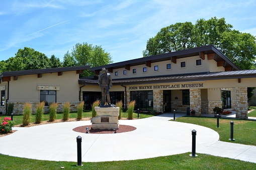 Winterset, IA, USA-July 1st 2016: View of the newly open John Wayne Museum in his hometown of Winterset, Iowa.