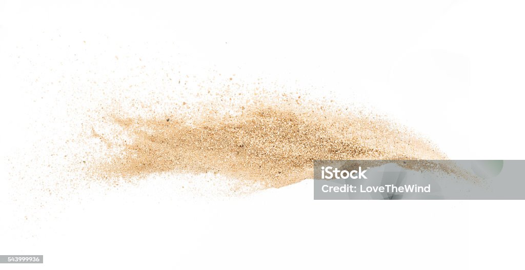 Sand on white background ,stop motion,sand explode Sand Stock Photo