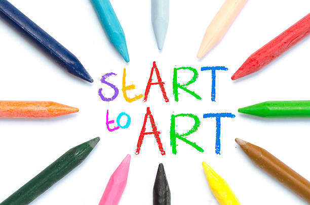 istock Crayons lined up with message start to art 544001292