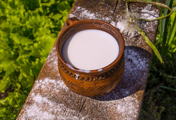 istock Cup of milk on nature background 544003070
