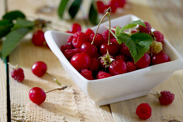 istock Ripe sweet cherries and raspberries in a bowl 544003992