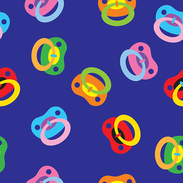 niedlich schnuller muster - beißring stock-grafiken, -clipart, -cartoons und -symbole