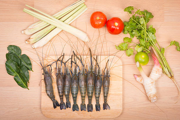 istock Raw tiger Fresh shrimps with vegetables 544094516