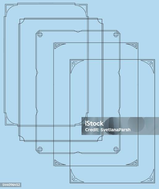 Set Of Simple Black Rectangular Frames A4 Page Format Stock ...