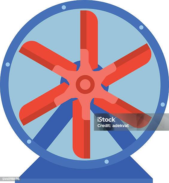 Industrial Fan Vector Illustration Stock Illustration - Download Image Now - Agricultural Machinery, Air Duct, Blowing