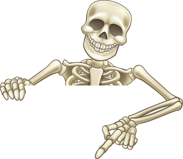 kreskówka wystającym szkielet znak - frame smiling white background human hand stock illustrations