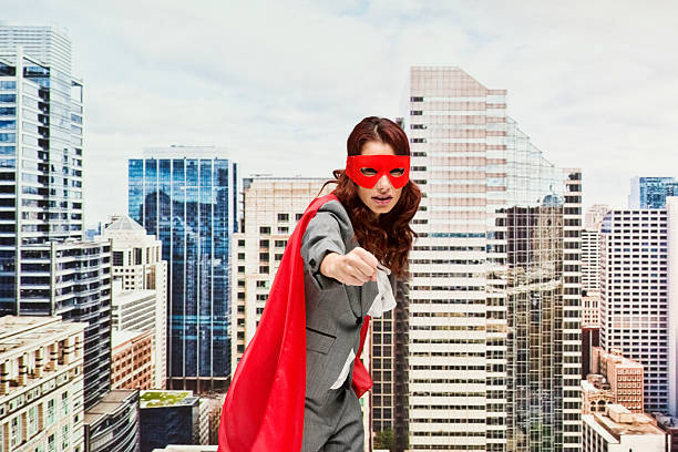 istock Female superhero in outdoors and fighting 544102012