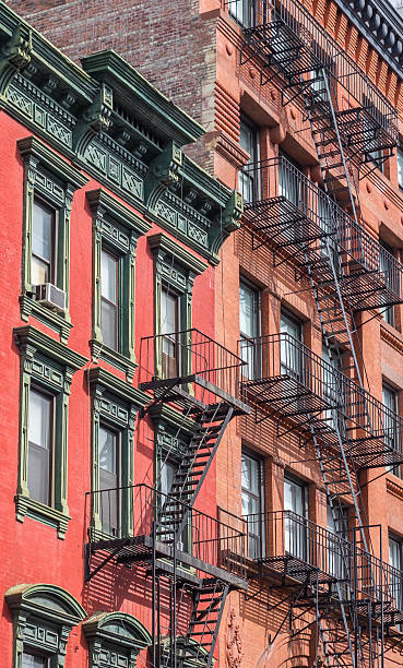 istock Old buildings with fire stairs in New York 544102606