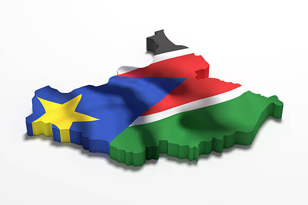 istock Silhouette of South Sudan map with flag 544103166