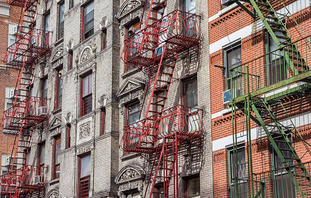 istock Old buildings with fire stairs in New York 544103242