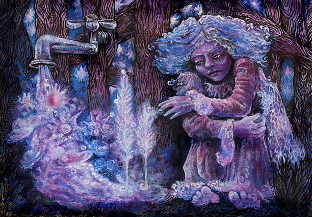 istock fairy in the garden with starry water stream 544105350