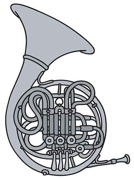 ilustrações, clipart, desenhos animados e ícones de trompa de caça clássica - brass band french horn brass instrument music