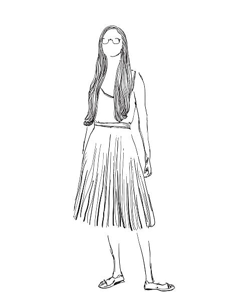 istock Fashion girl sketch. Hand drawn  model 544111456