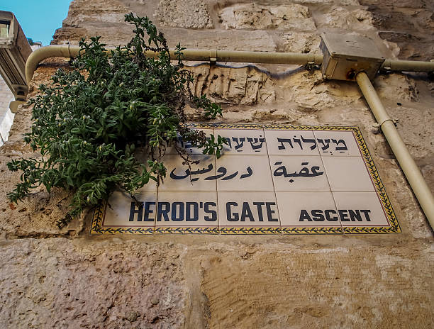 istock Herod's Gate ascent name sign in Jerusalem, Israel 544111688