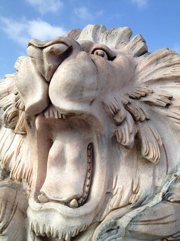 Head of a lion made of stone