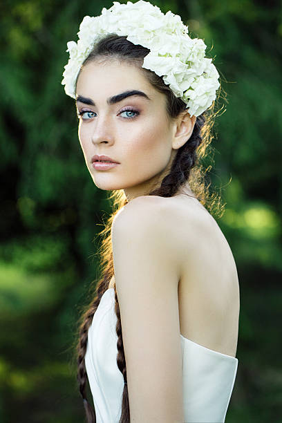 istock Beautiful bride on a background of summer forest 544114350