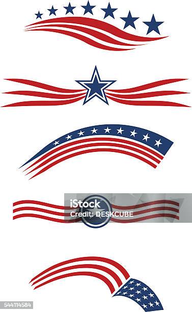 Usa Star And Stripes Icon Set Design Elements Vector Stock Illustration - Download Image Now