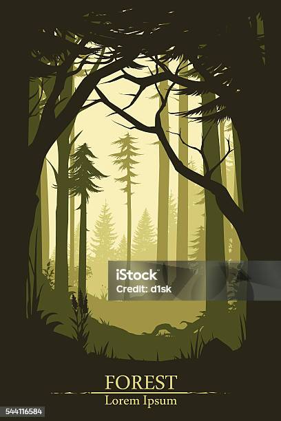 Forest Illustration Background Stock Illustration - Download Image Now - Forest, Tree, In Silhouette