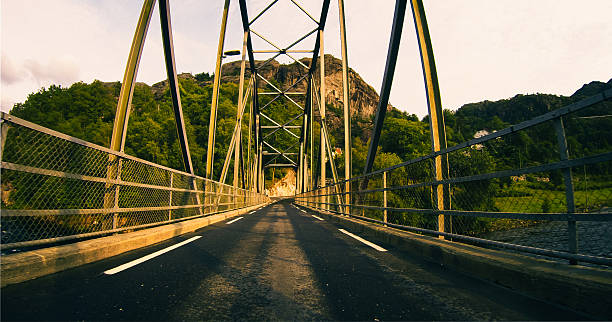 Wide Panorama of an Iron Bridge somewhere in the heart of the Norwegian Countryside