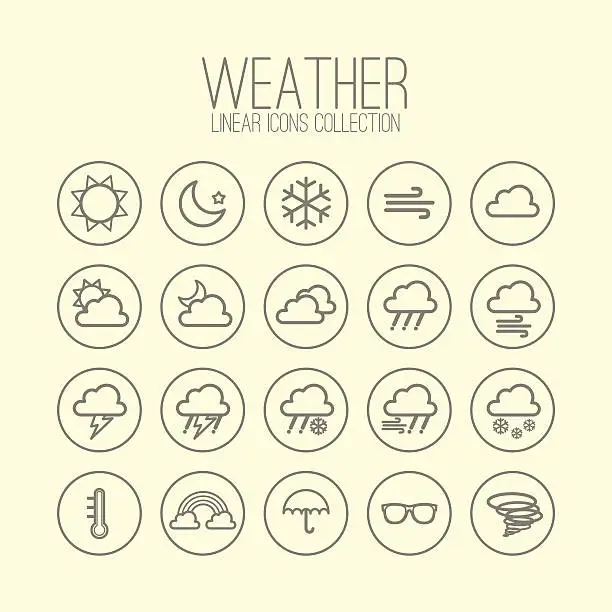 Vector illustration of Weather Linear Icons