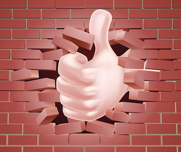 illustrations, cliparts, dessins animés et icônes de mains pouce en l’air main mur - brick wall brick surrounding wall wall