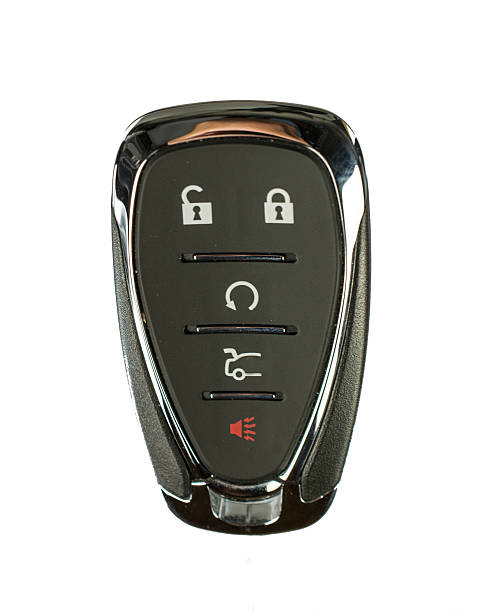 Newer car remote for keyless ignition- on white.
