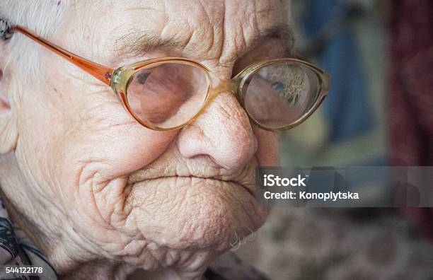 Old Age And Sadness Portrait Of An Elderly Woman Stock Photo - Download Image Now - Blindness, Senior Adult, Women