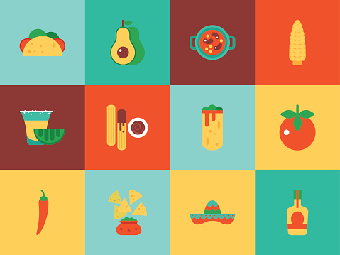Mexican food icons for web, graphic and design