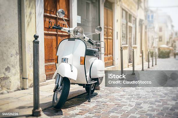 Italian Scooter Stock Photo - Download Image Now - Motor Scooter, Italy, Architecture
