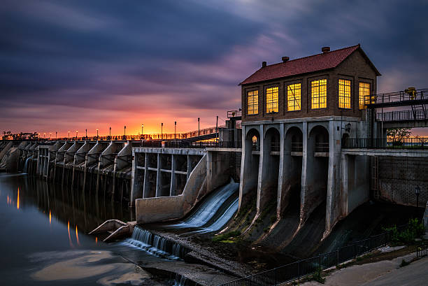 Lake Overholser Dam in Oklahoma City. It was built in 1918 to impound water from the North Canadian river. Long exposure.