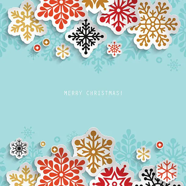 Vector illustration of Christmas abstract background with paper snowflakes