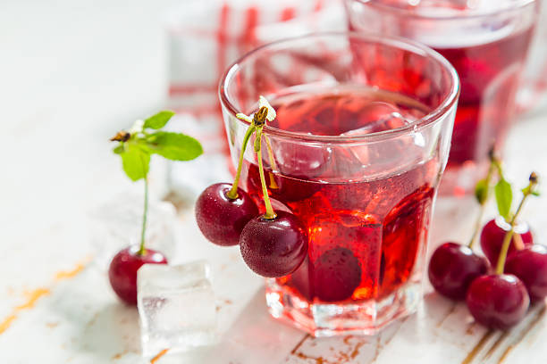 istock Cold cherry summer drink in glasses 544130342