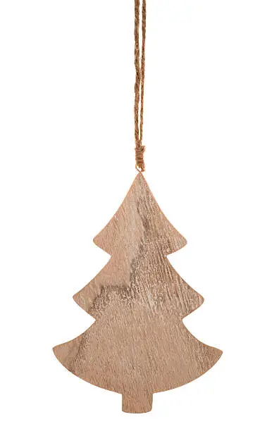 Decorative wooden christmas tree isolated.