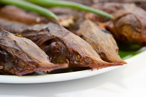 Smoked Sturgeon Rillettes Hot Smoked Sturgeon On A Plate Stock Photo - Download Image Now - Close ...